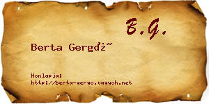 Berta Gergő névjegykártya